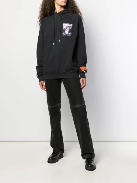 Hanorac cu glugă Heron Preston cu imagine negru