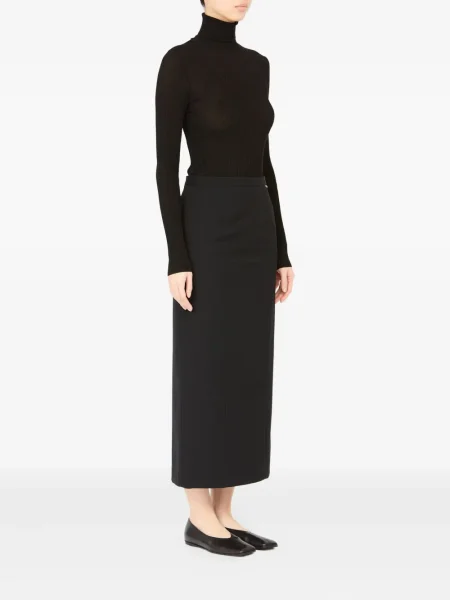 Fustă midi Mm6 Maison Margiela până la genunchi negru