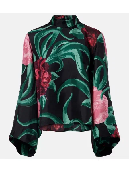 Top La Doublej de mătase cu model floral