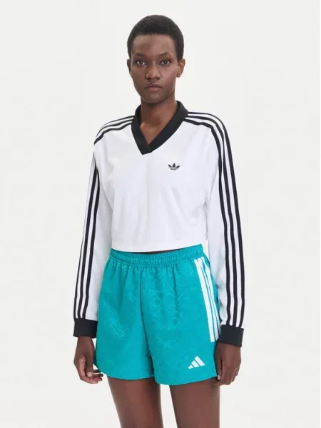 Μπλούζα Adidas Originals ζακάρ κομμένο λευκό