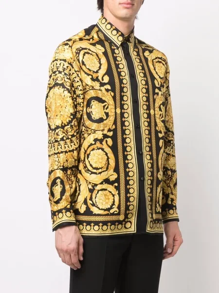 Hedvábná košile Versace s potiskem černá