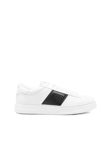 Sneakersy Emporio Armani skórzane z nadrukiem białe