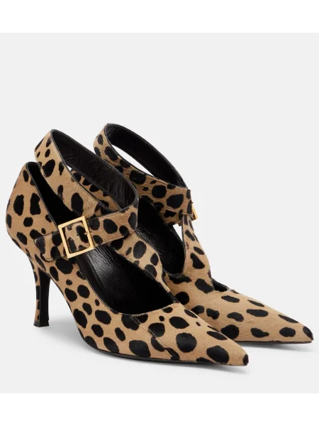 Pantofi cu toc Khaite cu imagine cu model leopard bej