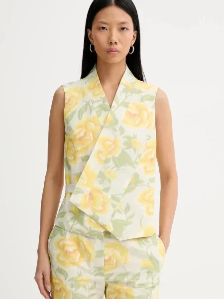 Kenzo kamizelka z domieszką lnu żółta