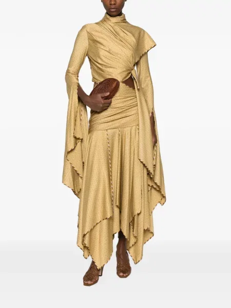 Rochie maxi Zimmermann cu imagine asimetrică galben