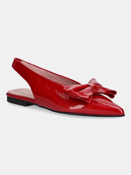 Kožené baleríny Pretty Ballerinas Yvette s odkrytou patou červená