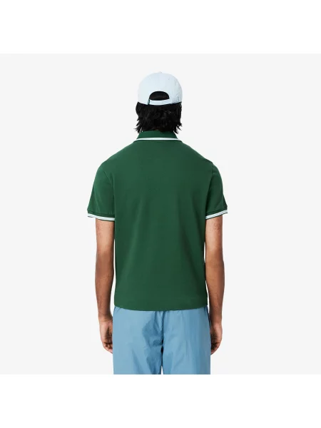 Lacoste Koszulka Polo Regular Fit Trim Accent zielona