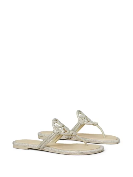 Papuci Tory Burch de cristal argintiu