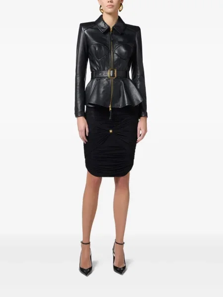 Cu peplum geanta de piele Elisabetta Franchi negru