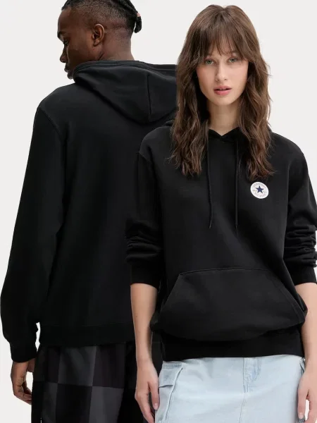 Суичър с качулка Converse с качулка черно