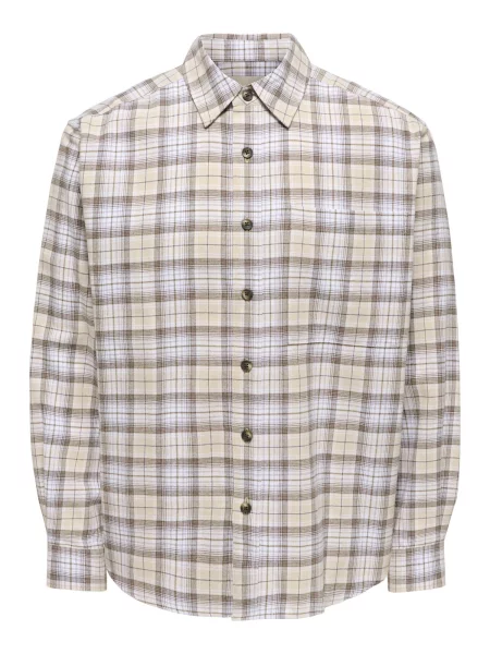 Only & Sons Cămașă ONSGUDMUND maro / maro cappuccino alb