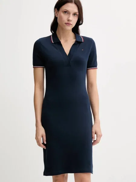 Haljina Tommy Hilfiger tamno mini uski kroj plava