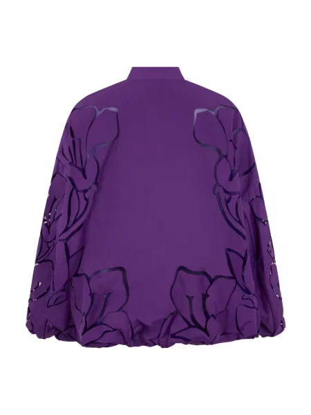 Lniany kurtka bomber Valentino Garavani w kwiatki fioletowy