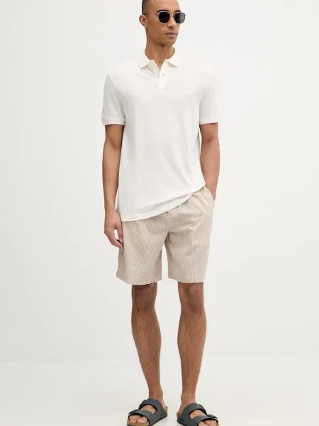 Guess polo majica iz lyocella bež