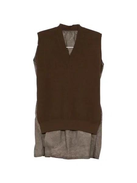 Top Uma Wang fără mâneci cu decolteu în V maro