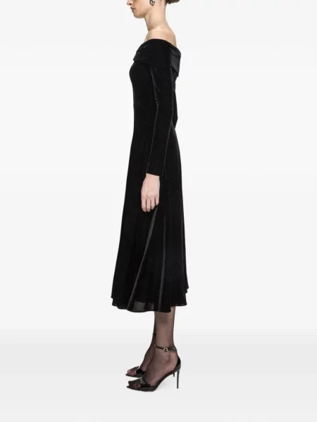 Rochie midi Nissa de catifea negru