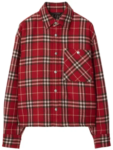 Cămașă Burberry de lână în carouri roșu