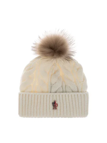 Czapka Moncler wełniana beżowa