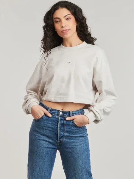 Pulover Calvin Klein Jeans scurt bej