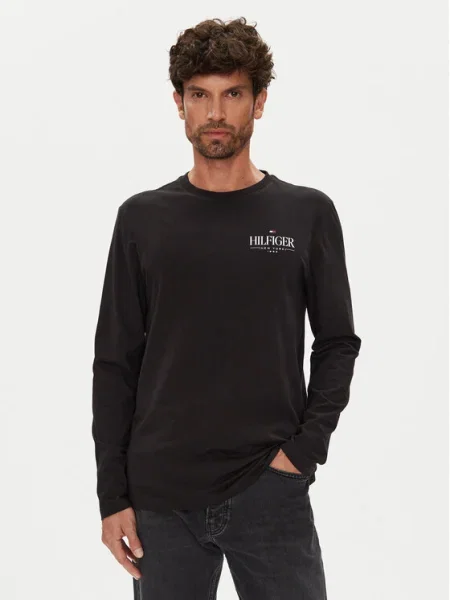 Tricou mânecă lungă Tommy Hilfiger negru
