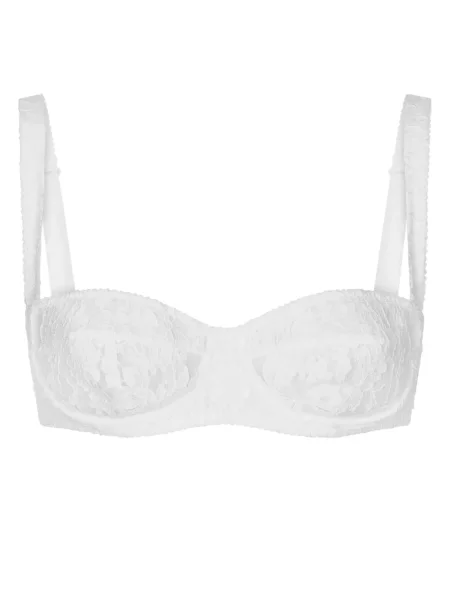 Sutien balconette Dolce & Gabbana cu model floral din dantelă alb
