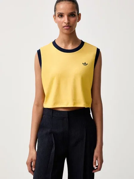 Adidas Originals crop top z bombažem Heather rumena