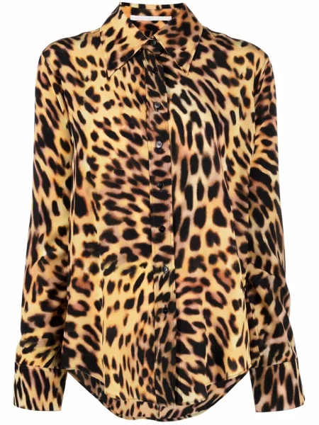 Cămașă Stella Mccartney cu imagine cu model leopard maro
