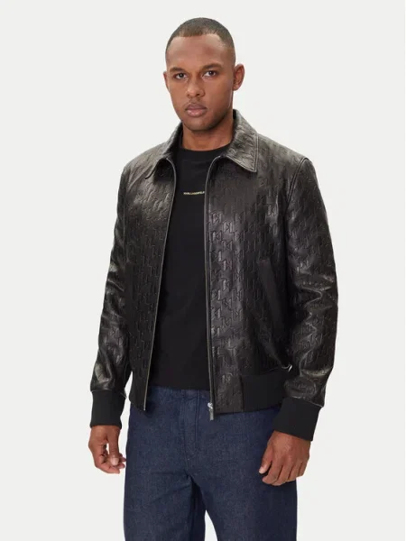 KARL LAGERFELD Geacă de piele negru