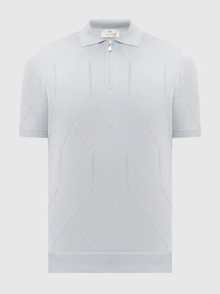 Поло Enrico Mandelli с принтом с геометрическим узором голубое