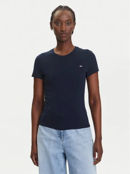 Tommy Jeans Tricou bleumarin / murdar alb