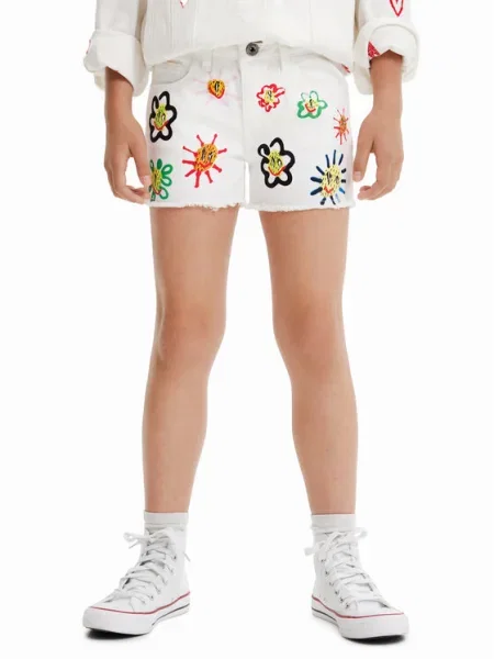 Desigual Дънкови шорти бял