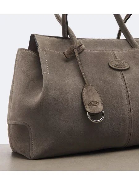 Geantă shopper Tod's din piele de căprioară gri