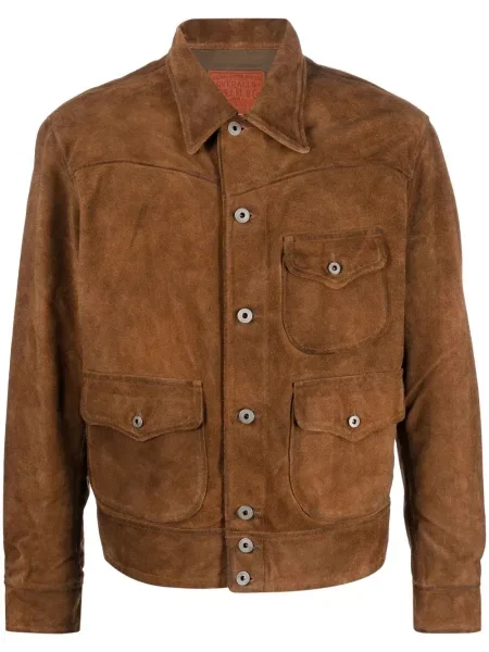 Geacă Ralph Lauren Rrl din piele de căprioară maro