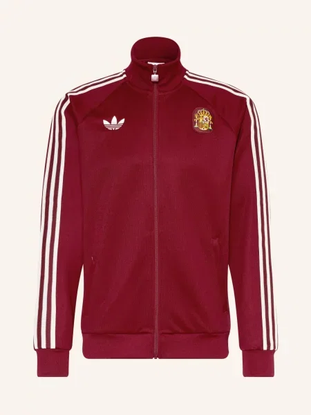 Adidas Tréninková Bunda Spanien Originals tmavě červená / bílá žlutá