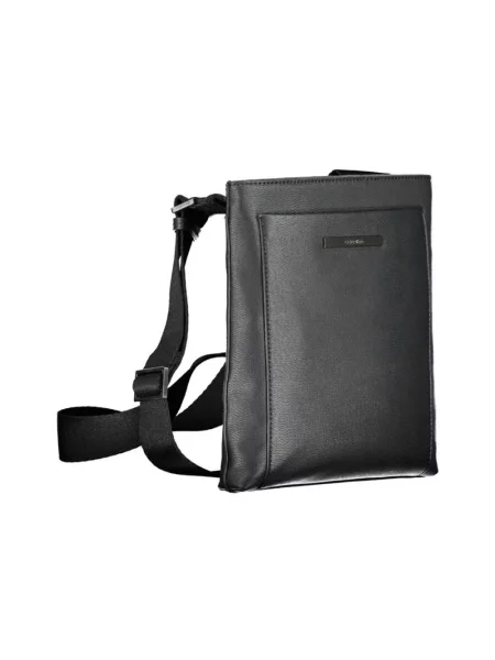 Lniana torba na ramię Calvin Klein czarna