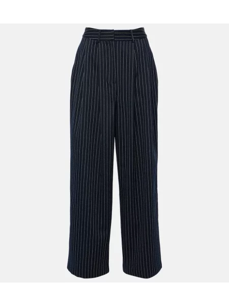 Pantaloni The Frankie Shop cu dungi din țesătură twill albastru