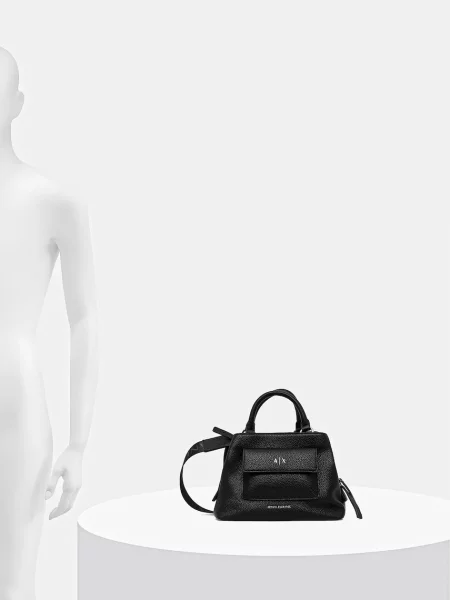 Armani Exchange чанта crossbody дамска от имитация на кожа черно