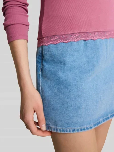 Bluzka z długim rękawem o kroju slim fit z mieszanki bawełny Tom Tailor Denim