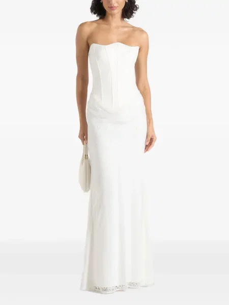 Rochie maxi Manière De Voir din satin alb