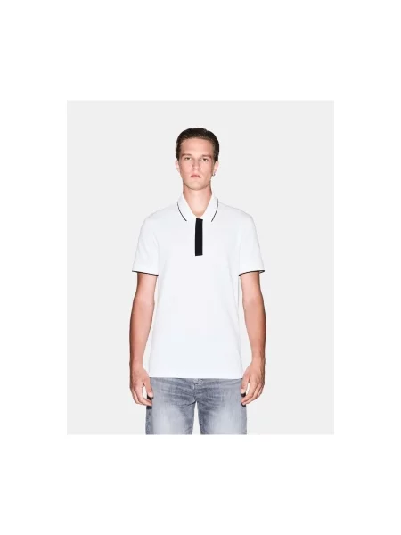 Tricou polo Armani Exchange alb