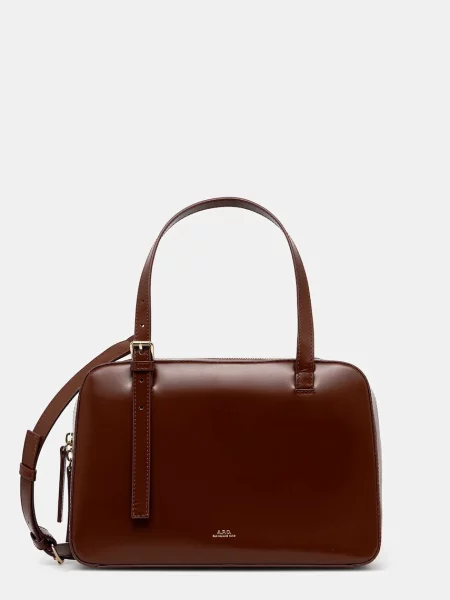 Кожена чанта A.P.C. sac virginie box кафяво