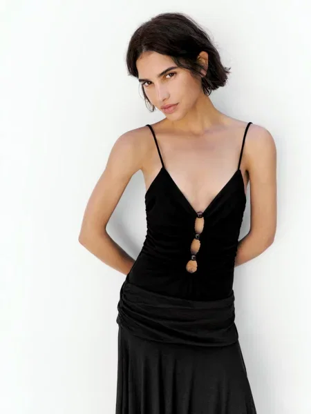 Pull&Bear Košeľové body čierna