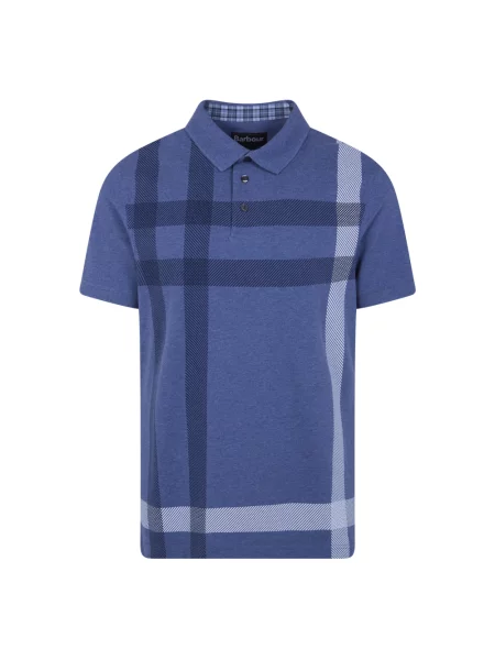 Krótka koszulka polo Barbour w kratę niebieska