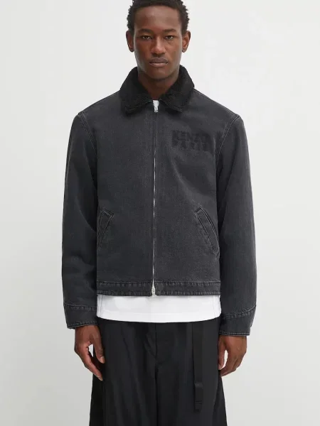 Kenzo geacă jeans Happy Tiger Utility Fleece de tranzitie negru