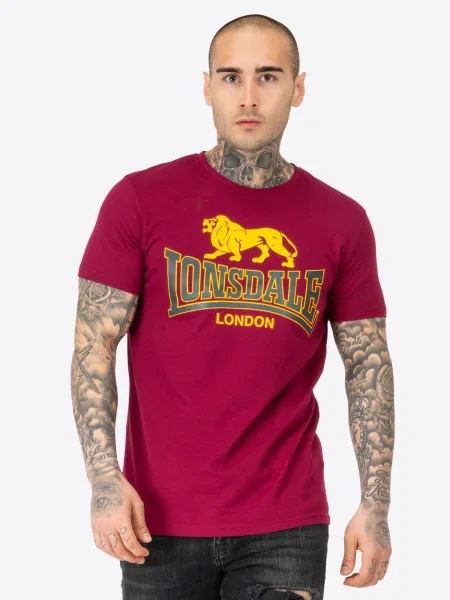 LONSDALE Majica Taverham rumena / temno rdeča črna