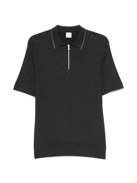 Polo Eleventy cu nervuri de jumătate de fermoar negru