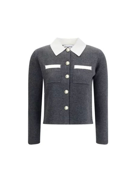 Kardigan Self-portrait wełniany szary