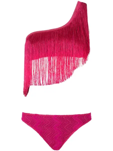 Bikiny Missoni s třásněmi na jedno rameno fialové