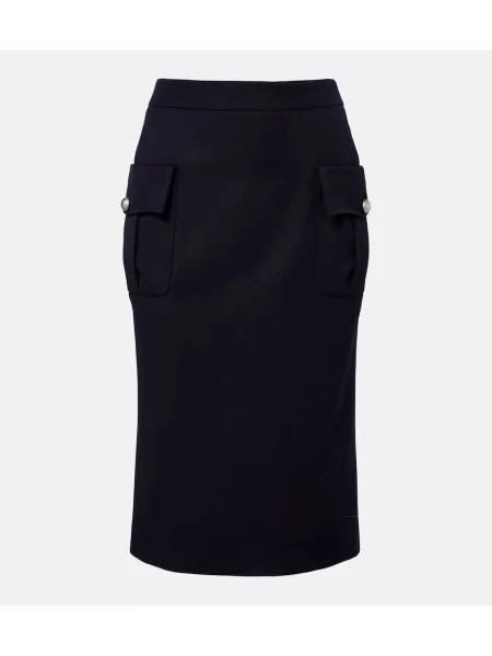 Osłona spódnica ołówkowa Mcqueen wełniana niebieska