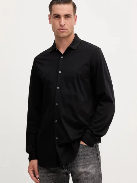 Košulja Armani Exchange regular s klasičnim ovratnikom crna